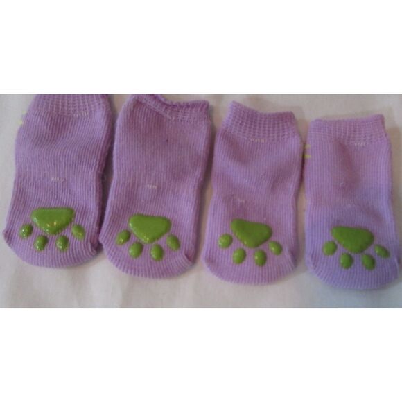 DOG PUPPY SOCKS SET OF 4 PURPLE WITH PINK SUNGLASSES RELAX SMALL - Picture 2 of 4